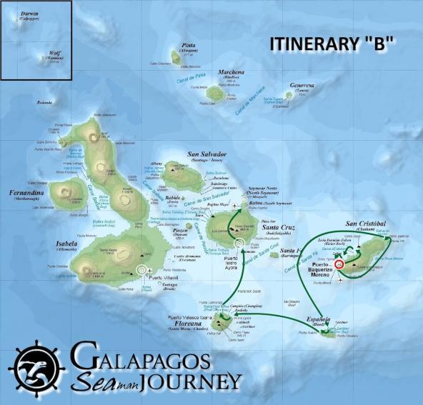 Route Seaman Journey Galapagos Inseln Karte Südamerika